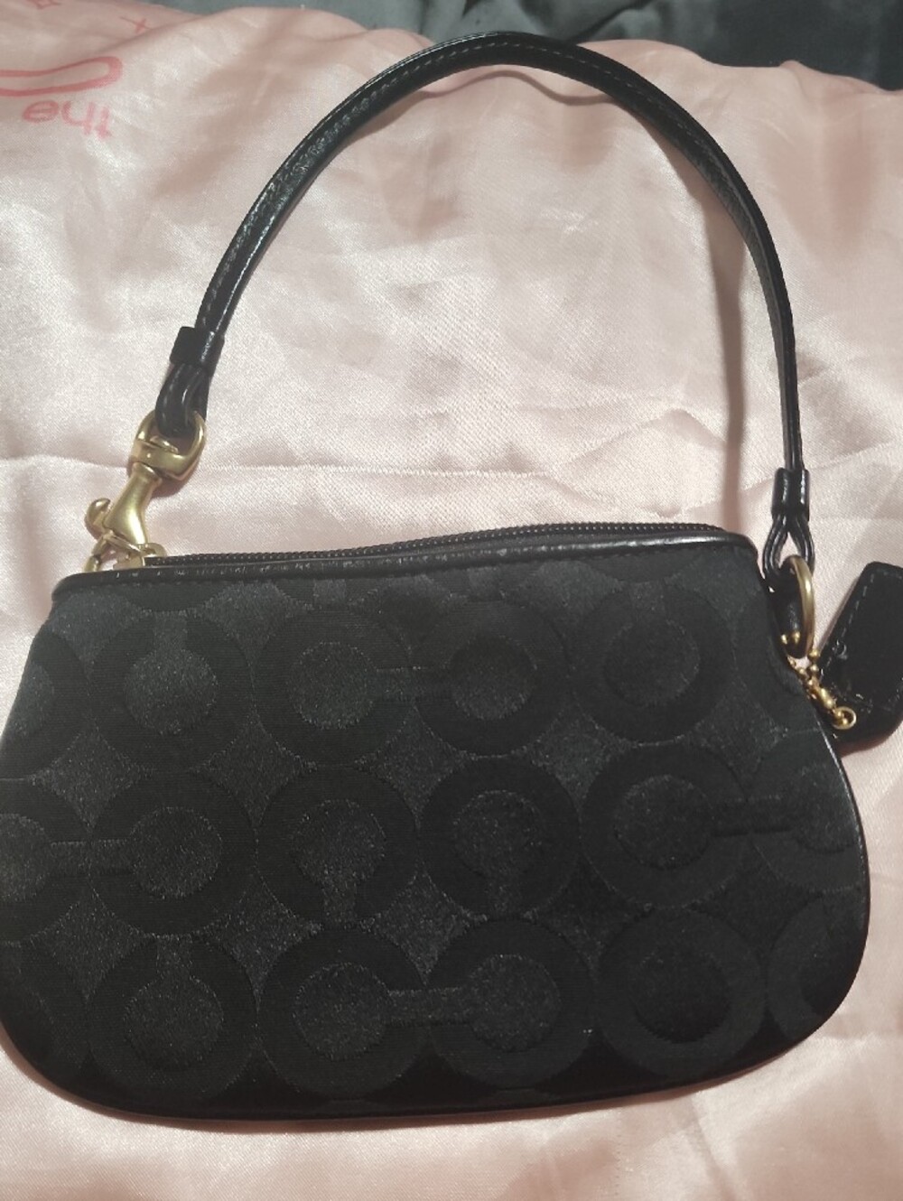 Coach Black Signature Wristlet with Gold Logo - Picture 2 of 3